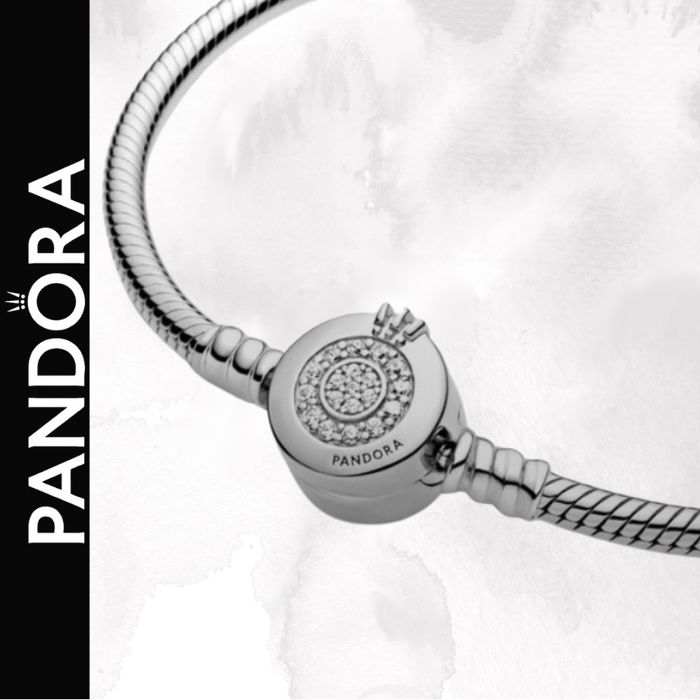 Pandora 7.5" Sterling Silver Moments Sparkling O Snake Chain Bracelet